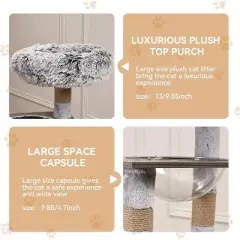 Cat Tree with Litter Box Enclosure, Hidden Litter Box Tree with Sisal Scratching Post and Soft Plush Perch