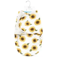 Hudson Baby Infant Girl Plush Faux Fur Swaddle Wrap, Sunflower, 0-3 Months