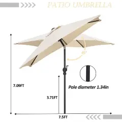 Ainfox 7.5ft Patio Umbrella Beige