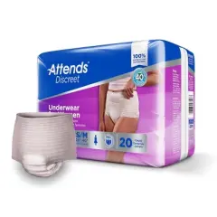 Attends Discreet Incontinence Underwear for Women, Maximum Protection, Medium, 80 Count
