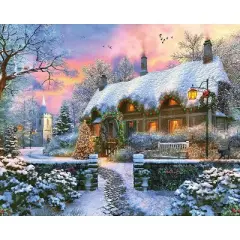 Springbok Christmas Cottage Round Jigsaw Puzzle - 1000pc