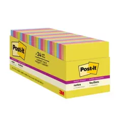 Post-it&reg; Super Sticky Notes - Summer Joy Collection - 3" x 3" Plain, 24-Pack