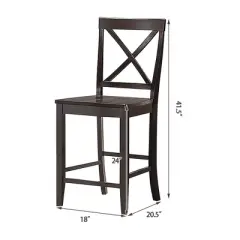 Costway Set of 2 24'' Counter Height Barstools Kitchen Dining Chairs Rubber Wood Frame