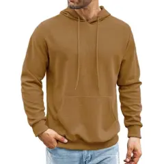 COOFANDY Men's Hooded Sweatshirts Long Sleeve Casual Pullover Hoodie Waffle Knit Sweatshirt with Pocket
