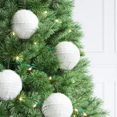 4ct 150mm Christmas Ornament Set White Fringe - Wondershop&trade;