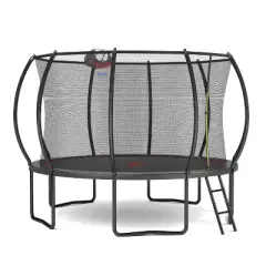 Belatt 12FT Pumpkin Trampoline with Enclosure Net and Ladder &ndash; Black & Red, Outdoor Use