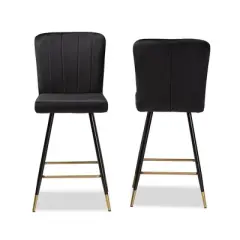 2pc Preston Two-Tone and Metal Bar Stool Set - Baxton Studio