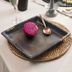 Mela Artisans Longpi Black Clay Square Tray