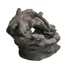 Northlight 27" Faux Wood and Rock Outdoor Garden Water Fountain