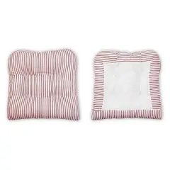 Ellis Curtain Plaza Classic Ticking Stripe Printed on Natural Ground Non Skid Backing Chair Pad Brick