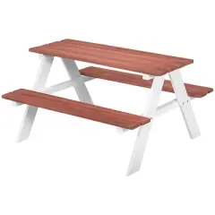 Yinvani Brown Wooden Outdoor Kids Table and Chair Set