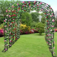 Garden Arch Trellis for Climbing Plants,9.8'x7.2' Metal Garden Arbor with Base,Outdoor Metal Wedding Arches for Party Decoration