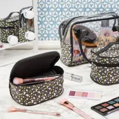 Glamlily 3 Piece Set Daisy Floral Makeup Bag for Travel (3 Sizes)