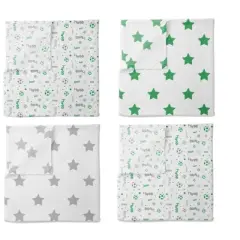 Bacati - Soccerball Green/Gray Muslin Swaddling Blankets set of 4