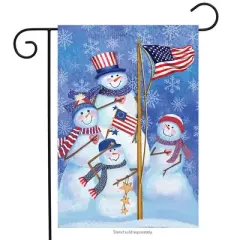 Briarwood Lane Patriotic Snowmen Winter Garden Flag American Flag Snowman Family 18" x 12.5"
