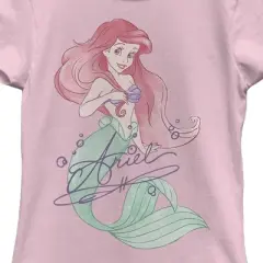 Girl's The Little Mermaid Ariel Watercolor Signature T-Shirt