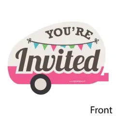 Big Dot of Happiness Let's Go Glamping - Shaped Fill-in Invitations - Camp Glamp Party or Birthday Party Invitation Cards with Envelopes - Set of 12