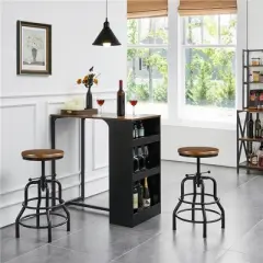 Yaheetech Swivel Round Bar Stool Wood Metal Stool for Kitchen Restaurant Bar