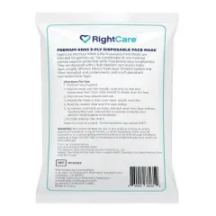 RightCare KN95 Protective Face Mask (Non-Medical) 99% Filter Efficiency 5-PLY mask with Ear Loops and Shapeable Nose Bridge, 10 Pack - White