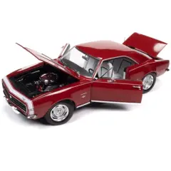 1967 Chevrolet Camaro RS/SS Bolero Red with White Stripe and White Interior 1/18 Diecast Model Car by Auto World