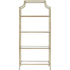 Metal Glass Bookcase in Antique Gold - Pemberly Row
