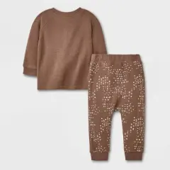 Grayson Collective Baby Boys' Ponte Henley Top & Jogger Pants Set - Brown