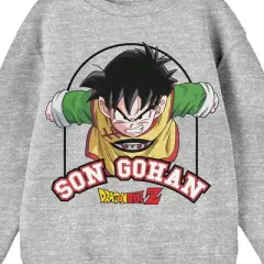 Dragon Ball Z Son Goku Crew Neck Long Sleeve Athletic Heather Youth Sweatshirt