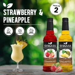 Syruvia Coffee Flavors Variety Pack: Strawberry & Pineapple 25.4 fl oz Syrup