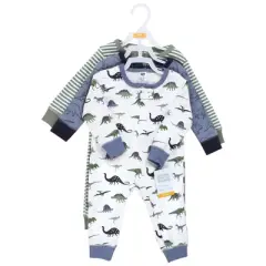 Hudson Baby Cotton Sleep and Play, Blue Green Dino