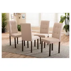 Set of 4 Andrew Modern and Contemporary Fabric Upholstered Grid-tufting Dining Chair