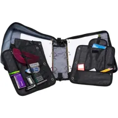 Case-it The Dual 2-in-1 Zipper Binder Includes Pencil Pouch Multiple Pockets - 600 Sheet Capacity - Comes with Shoulder Strap