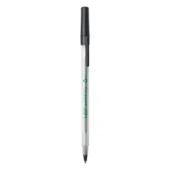 BIC Ecolutions Round Stic Ballpoint Pen Value Pack, Stick, Medium 1 mm, Black Ink, Clear Barrel, 50/Pack