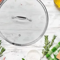 NutriChef Cookware Stockpot Lid - See-Through Tempered Glass Lids (Works with Model: NCSP16)