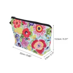 Unique Bargains Flowers Print Makeup Bag Blue 1 Pc