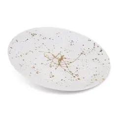 Classic Touch Set of 4 Opaque White Chargers with Splashy Gold Design