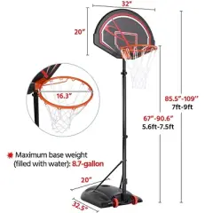 Yaheetech 32" Youth Portable Basketball Hoop for Outdoors Black
