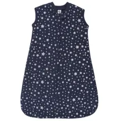 Hudson Baby Infant Premium Quilted Sleeveless Sleeping Bag and Wearable Blanket, Metallic Stars