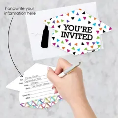 Big Dot of Happiness Hats Off Grad - Shaped Fill-in Invitations - Graduation Party Invitation Cards with Envelopes - Set of 12