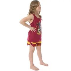 Harry Potter Big Girls' Hogwarts House Crest Racerback Tank and Shorts Pajama Lounge Set