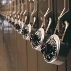 Master Lock 1-7/8" Black Dial Combination Padlock: Silver, Pin-Tumbler, Locker Lock, Automatic Lock Scramble