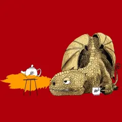 Junior's Design By Humans Dragon making Tea By djrbennett T-Shirt