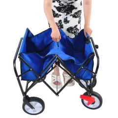FURNIinspire Wheelbarrows And Lawn Carts Folding Wagon Cart, Collapsible Garden, Beach And Shopping Utility Cart With Handle, Blue, 41&ldquo;*21"*46"