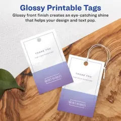 Avery Printable Rectangle Printable Tags with Sure Feed Technology, 2" x 3", Glossy White Cardstock, Print-to-the-Edge, Laser/Inkjet Tags, 200 Total