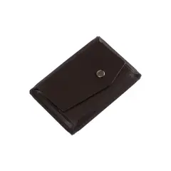 JAM Paper Italian Leather Business Card Holder Case with Angular Flap Dark Brown Sold Individually