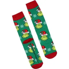 Dr Seuss The Grinch Character Design Adult Holiday 3 Pair Crew Socks Multicoloured