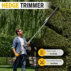 SUGIFT Cordless 4-in-1 Electric Brush Cutter, String Trimmer, Pole Saw & Hedge Trimmer with 2&times; 4.0Ah Batteries and Charger, 40V Max Power