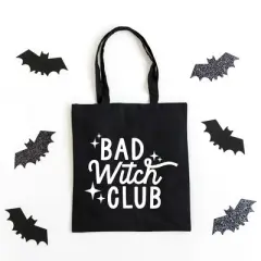 City Creek Prints Bad Witch Club Canvas Tote Bag - 15x16 - Black