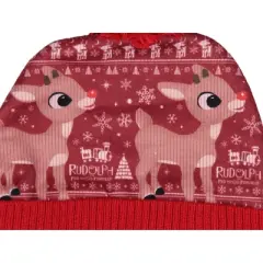 Rudolph The Red-Nosed Reindeer Cuffed Pom Beanie Hat Red