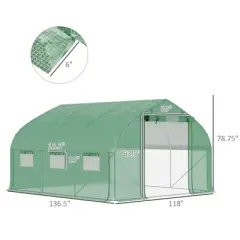 CAVINAS Walk-in Tunnel Greenhouse with Roll-up Windows and Zippered Door, PE Cover for Growing Flowers, Herbs, Green