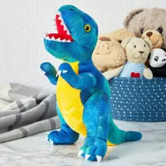 Blue Panda T-Rex Themed Plush Toy for Kids, Dinosaur Stuffed Animal Gift for Boys, 10 inches, Blue